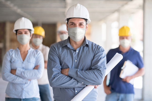 contractors wearing masks