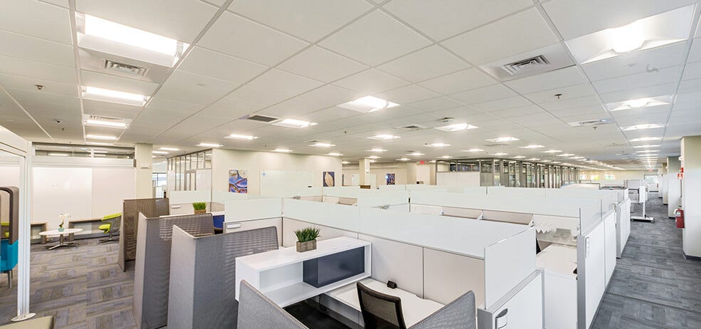 LED flat panels in the back offices of a warehouse