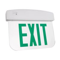 C-Lite LED Edgelit Exit Sign | Single Face | Green Letters | Battery Backup | Self-Test | Silver