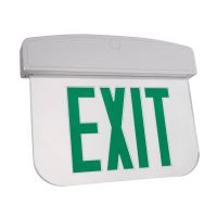 C-Lite LED Edgelit Exit Sign | Double Face | Green Letters | Battery Backup | Self-Test | Silver