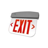 C-Lite LED Edgelit Exit Sign | Single Face | Red Letters | Battery Backup | Self-Test | Silver