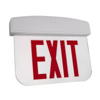 C-Lite LED Edgelit Exit Sign | Double Face | Red Letters | Battery Backup | Self-Test | Silver