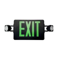 C-Lite LED Exit &amp; Emergency Light Combo Battery Backup Green Letters C-EE-B Series 154 Lumen 5000K Black