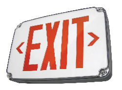 C-Lite LED Wet Listed-Cold Location Compact Exit Sign | C-EE-A-EX Series | Double Face | Red Letters | Battery Backup | White