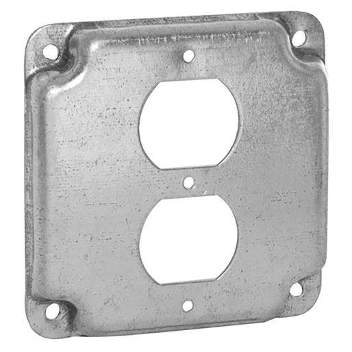4 Steel City RS12 4-Inch Galvanized Square Outlet Box Cover  Duplex Receptacle 