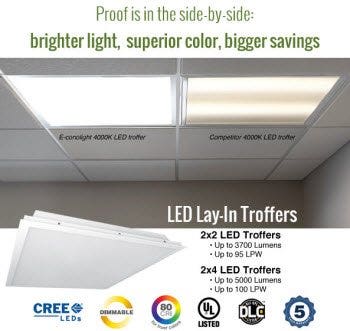 LED troffer side-by-side